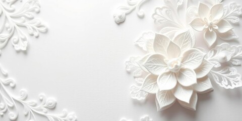 Close up of white paper flower decorations in a beautiful background, event, white, delicate