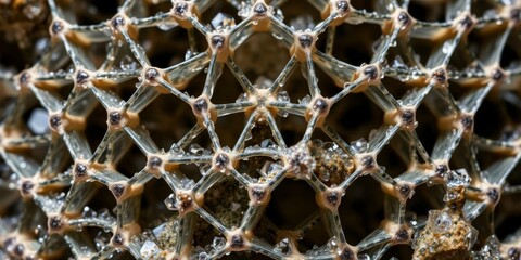 Close up view of the intricate silicate tetrahedron structure, highlighting the geometric arrangement of atoms, crystallography, mineralogy, lattice