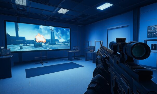 First-person view of a sniper scope.