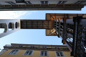 L'ascenseur de Santa Justa, aussi appelé Elevador do Carmo, ascenseur urbain, ville de Lisbonne, Portugal