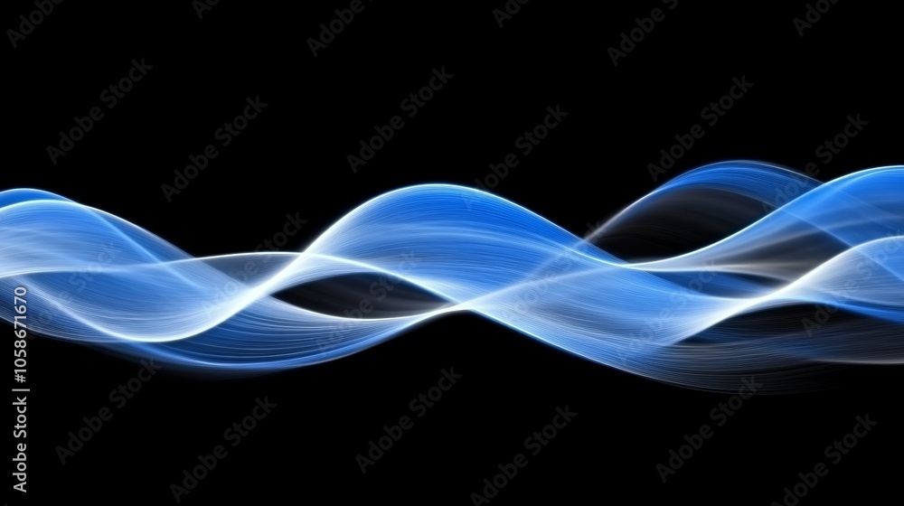 Aufkleber abstract wave on black background, dynamic flowing lines and elegant curves for modern design