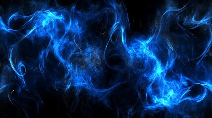 Obraz premium Mesmerizing blue smoke on black, abstract background for digital art, wallpapers, and creative projects