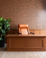 Charming vintage-inspired office featuring elegant patterned wallpaper for a nostalgic work atmosphere.