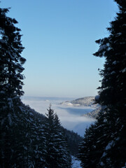 Mountain hiking at Brecherspitze mountain, Bavaria, Germany in wintertime