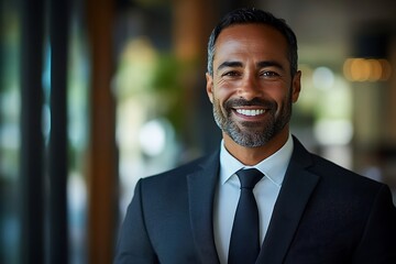 Confident Businessman Smiling in Suit and Tie