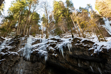 Partnachklamm or Partnach gorge in wintertime