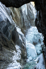 Partnachklamm or Partnach gorge in wintertime
