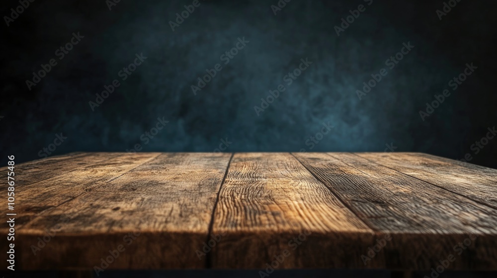 Aufkleber natural wood table with a weathered and rustic appearance. rustic design with visible grain and text