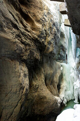 Partnachklamm or Partnach gorge in wintertime