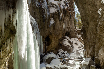 Partnachklamm or Partnach gorge in wintertime