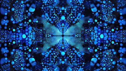 Abstract blue and black pattern with a kaleidoscopic effect.