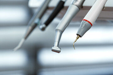 Dental equipment setup in a modern clinic with tools