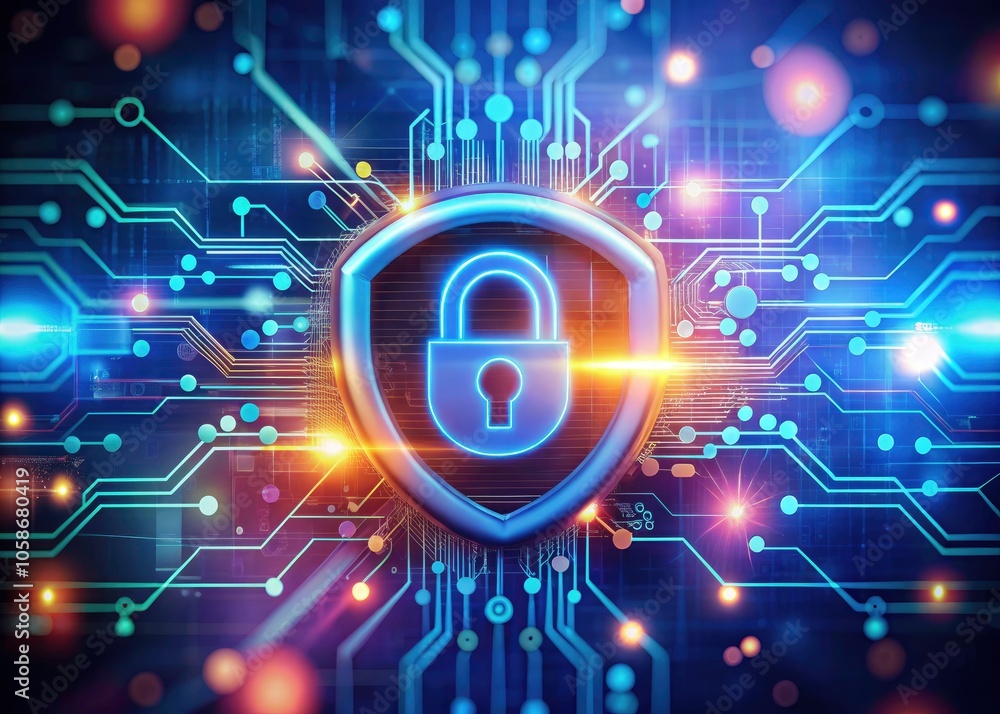 Aufkleber creative 2d rendering of cybersecurity icon with bokeh effect for digital protection and security th