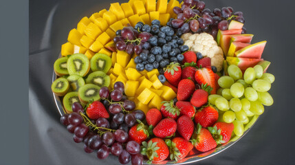 Various fruits on a black table
