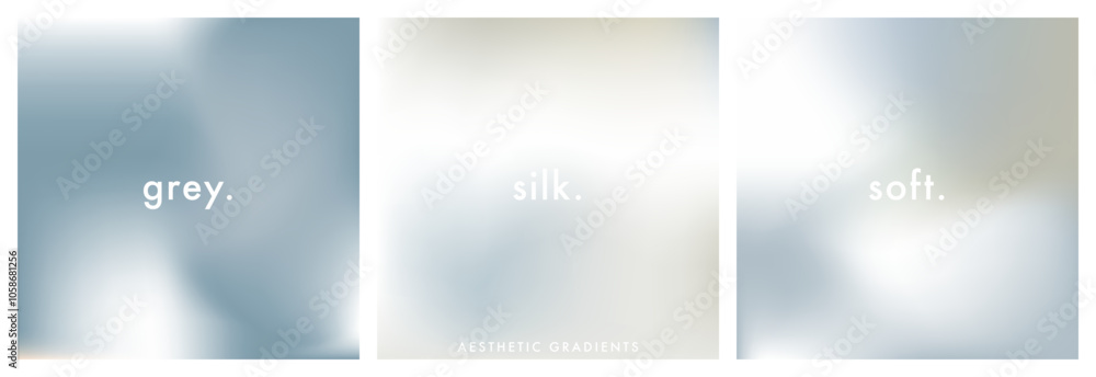Poster pale gradient posters. light grey, ecru and white colors. set of 3 square elegant abstract sublte gr