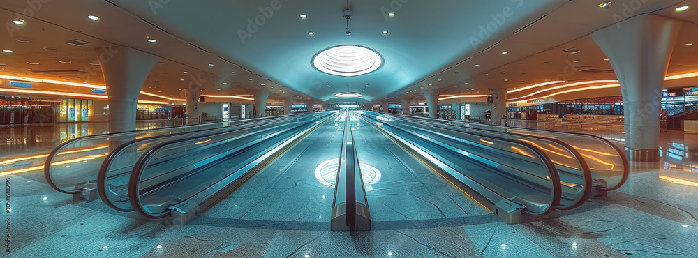 Poster terminal profile of a moving walkway.