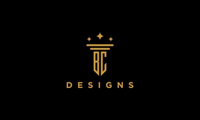 letter bc or cb initial pillar luxury monogram law lawyer logo design