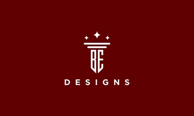 letter be or eb initial pillar luxury monogram law lawyer logo design