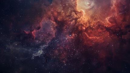 Fototapeta premium Bright Nebula and Stars in a Dark Cosmic Sky