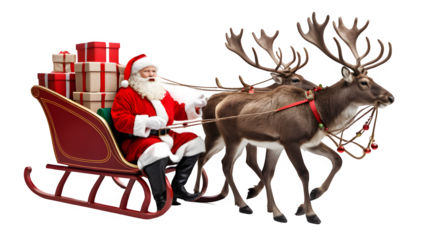 Santa Claus and his reindeer are ready to deliver presents on Santa's sleigh