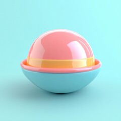 Pastel Colored Spherical Container on Turquoise Background