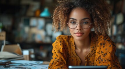 digital marketing professional curates vibrant visuals on a tablet amidst a lively workspace, strategizing engaging social media content with energetic expressions and modern technology