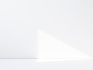 Empty white stone pedestal casting shadow on light beige wall background, background, light, wall