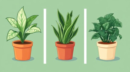 Lush green potted plants, a touch of nature's tranquility for your home or office decor