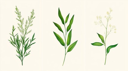 Fototapeta premium Aromatic sage trio, exploring culinary and medicinal varieties from garden to plate