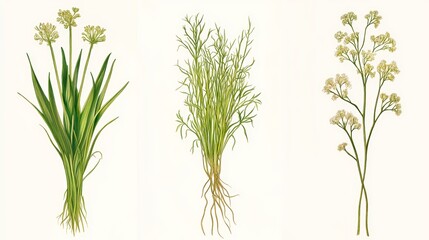 Fototapeta premium Vibrant green grass and plants flourishing in nature, a serene landscape of growth beauty