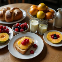 Breakfast bread and jelly fresh food for family