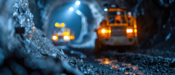 Miners Using Headlamps in an Underground Environment