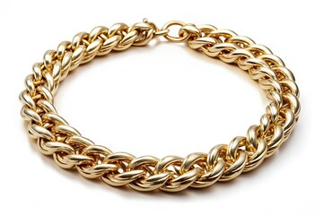 Obraz premium Elegant Chain Necklace on White Background - Jewelry, Fashion Accessories, Gold Chain, Silver Necklace, Luxury, Stylish, Close-Up 