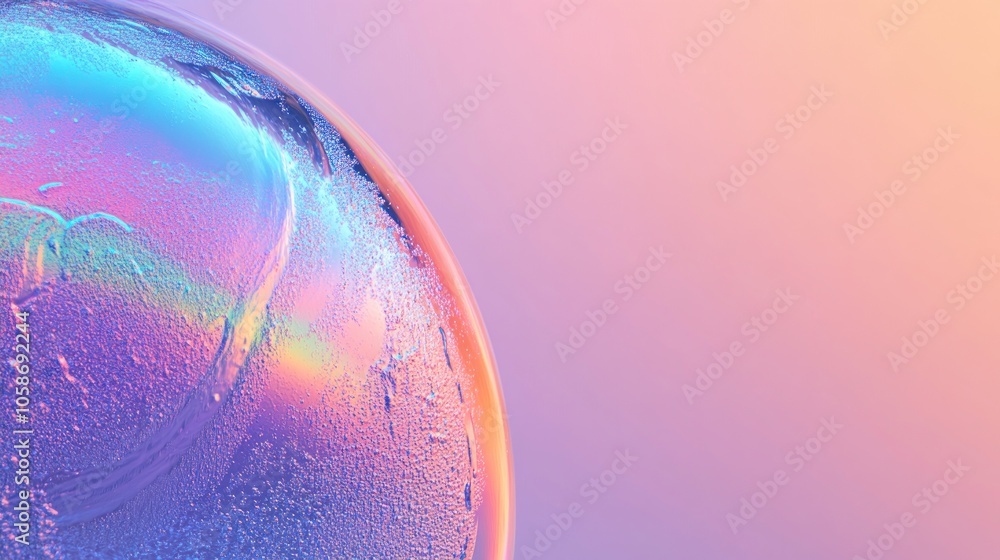 Aufkleber a close-up of a colorful bubble against a soft gradient background.