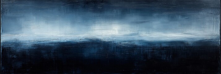Abstract Blue Landscape Painting - Minimalist Horizon Art