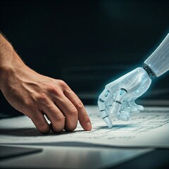 Human and AI, AI, artificial intelligence, AI technology, AI and human connects, people, business, network, hand, technology, internet, computer, concept, global, connection, icon, communication, map,