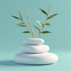 Serene Zen Balance: Tranquil Leaves and Stones