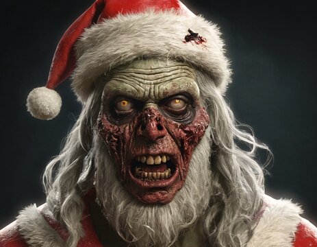 Image of zombie santa claus. Artificial intelligence. 