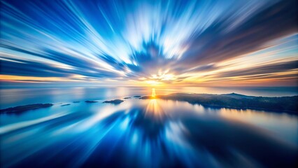 Ethereal Aerial Abstract: Blurred Blue Scene with Glowing Center, Soft Color Transitions for Tranquil Ambiance