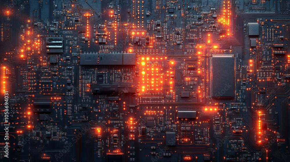 Poster circuit board background showing intricate electronic design