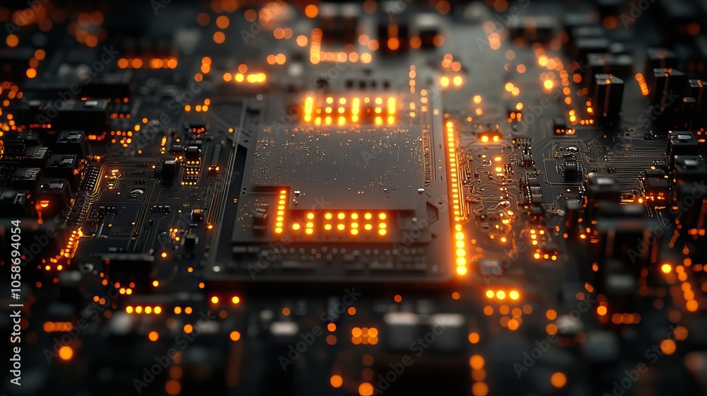 Poster circuit board background showing intricate electronic design