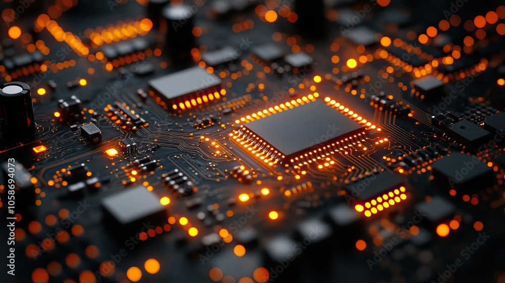 Poster circuit board background showing intricate electronic design