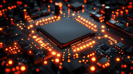 Circuit board background showing intricate electronic design