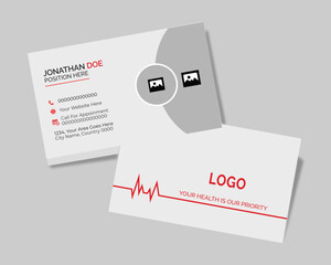 Double sided modern business card, minimal corporate business card, personal card, health, corporate, simple, doctor visiting card, name card, corporate identity card, layout, set