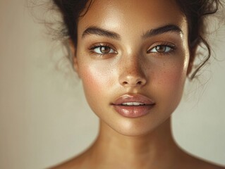 Naklejka premium Captivating Portrait of a Radiant and Ethereal Female Beauty