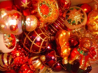 Fototapeta premium Bright Christmas and New Year Festive Mood Decoration Background