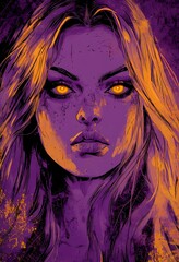 Fototapeta premium Cool girl with yellow eyes