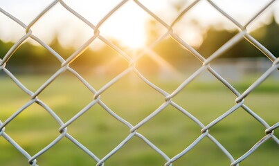 Fototapeta premium Close-up shot of a chain link fence, Generative AI