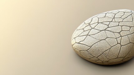 A textured stone resembling an egg on a smooth background.