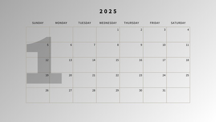 Minimalist Printable Monthly 2025 Calendar  - 1